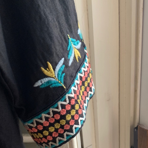 Johnny Was Black Coat with Multicolor Embroidery - Picture 6 of 12